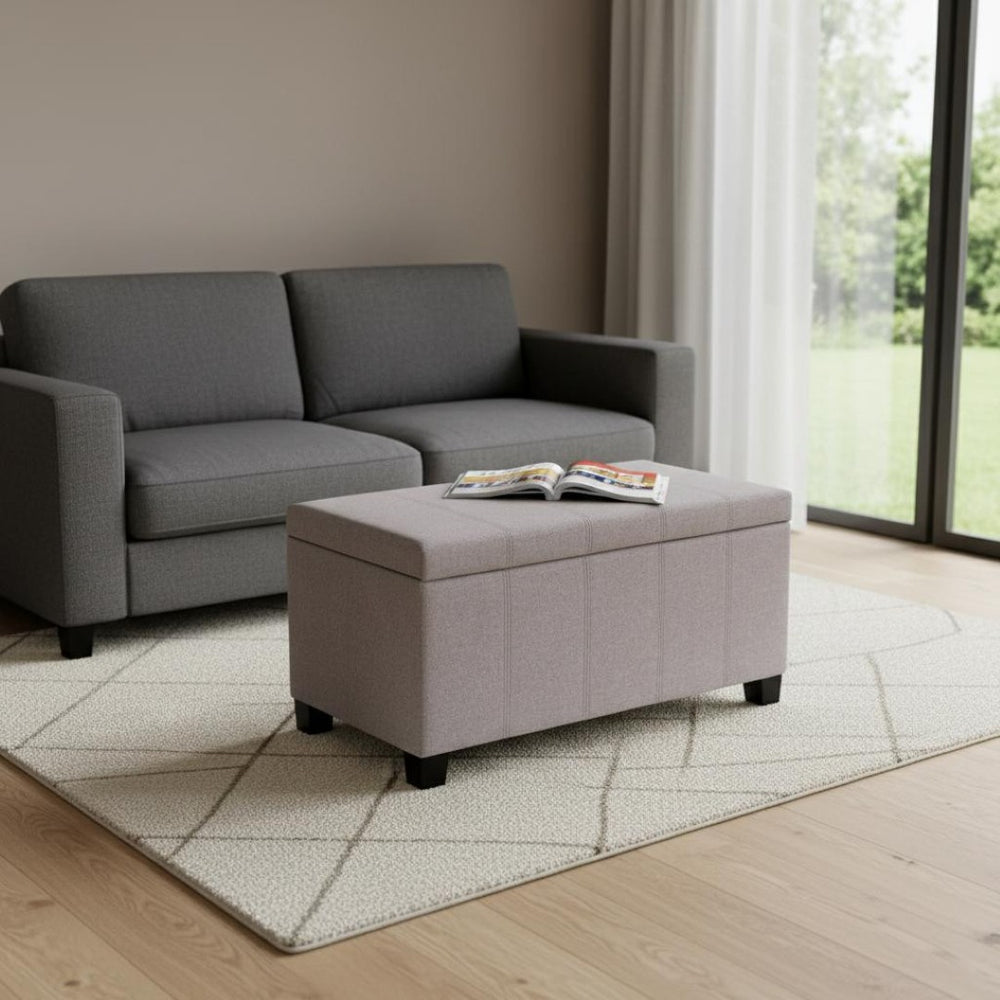 HomeRoots 36" Dark Brown & Cloud Upholstery Storage Ottoman - Stylish Multi-Functional Design for Any Space! 640130