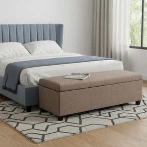 HomeRoots 48" Elegant Dark Brown & Fawn Upholstered Storage Ottoman - Stylish Seating & Hidden Storage Solution! 640131
