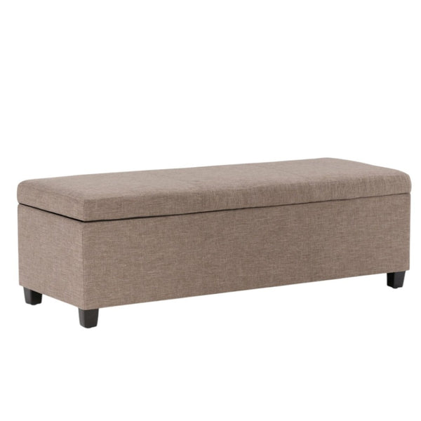 HomeRoots 48" Elegant Dark Brown & Fawn Upholstered Storage Ottoman - Stylish Seating & Hidden Storage Solution! 640131