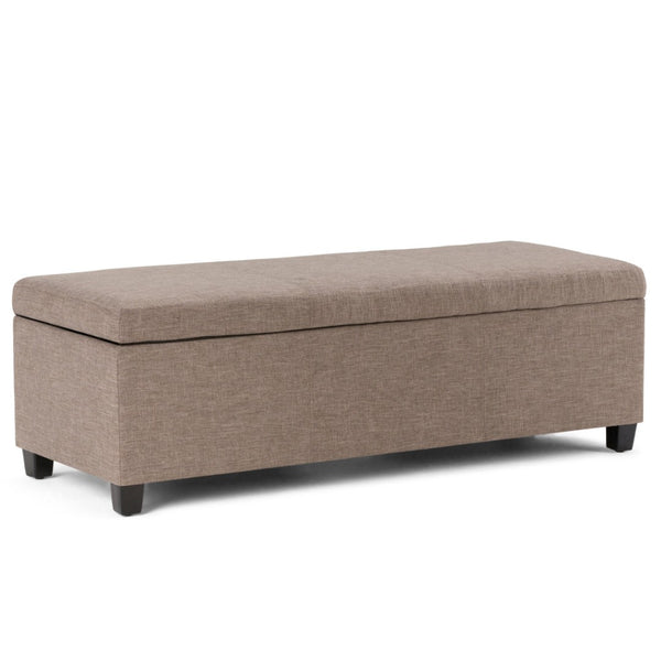 HomeRoots 48" Elegant Dark Brown & Fawn Upholstered Storage Ottoman - Stylish Seating & Hidden Storage Solution! 640131