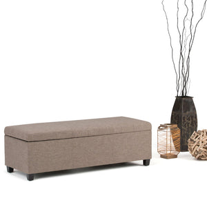HomeRoots 48" Elegant Dark Brown & Fawn Upholstered Storage Ottoman - Stylish Seating & Hidden Storage Solution! 640131