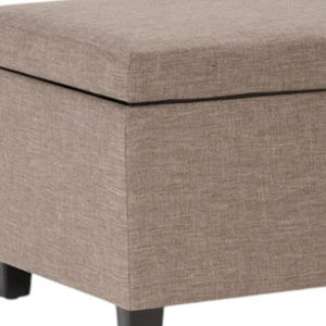 HomeRoots 48" Elegant Dark Brown & Fawn Upholstered Storage Ottoman - Stylish Seating & Hidden Storage Solution! 640131