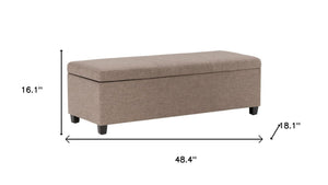 HomeRoots 48" Elegant Dark Brown & Fawn Upholstered Storage Ottoman - Stylish Seating & Hidden Storage Solution! 640131