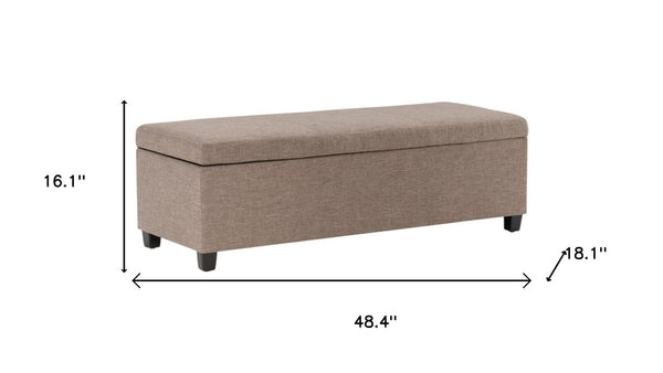 HomeRoots 48" Elegant Dark Brown & Fawn Upholstered Storage Ottoman - Stylish Seating & Hidden Storage Solution! 640131