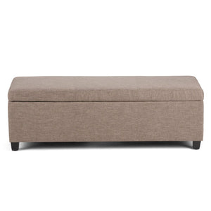 HomeRoots 48" Elegant Dark Brown & Fawn Upholstered Storage Ottoman - Stylish Seating & Hidden Storage Solution! 640131