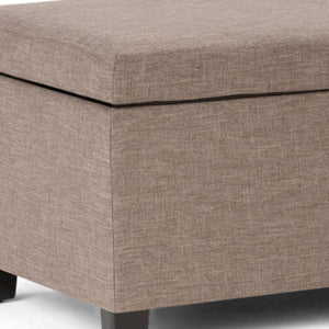HomeRoots 48" Elegant Dark Brown & Fawn Upholstered Storage Ottoman - Stylish Seating & Hidden Storage Solution! 640131