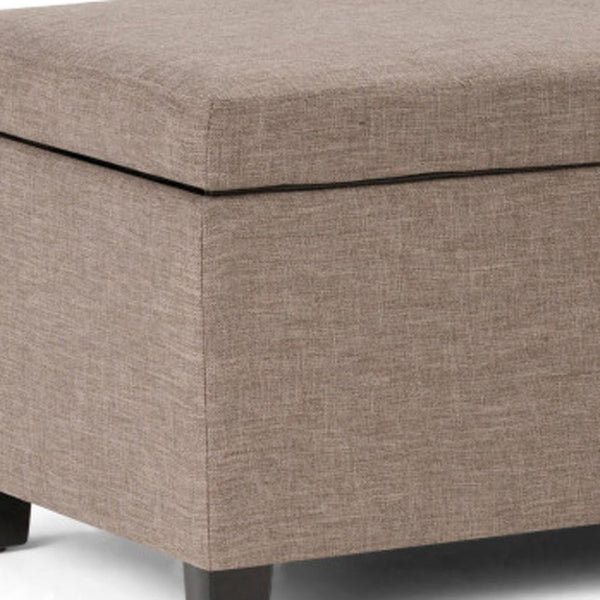HomeRoots 48" Elegant Dark Brown & Fawn Upholstered Storage Ottoman - Stylish Seating & Hidden Storage Solution! 640131