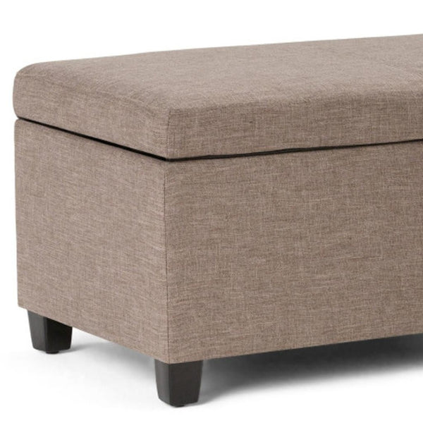 HomeRoots 48" Elegant Dark Brown & Fawn Upholstered Storage Ottoman - Stylish Seating & Hidden Storage Solution! 640131