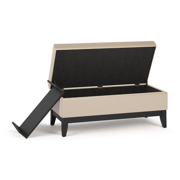 HomeRoots 42" Dark Brown and Cream Upholstered Storage Ottoman - Stylish Seating & Hidden Storage Solution! 640132