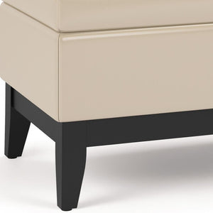 HomeRoots 42" Dark Brown and Cream Upholstered Storage Ottoman - Stylish Seating & Hidden Storage Solution! 640132