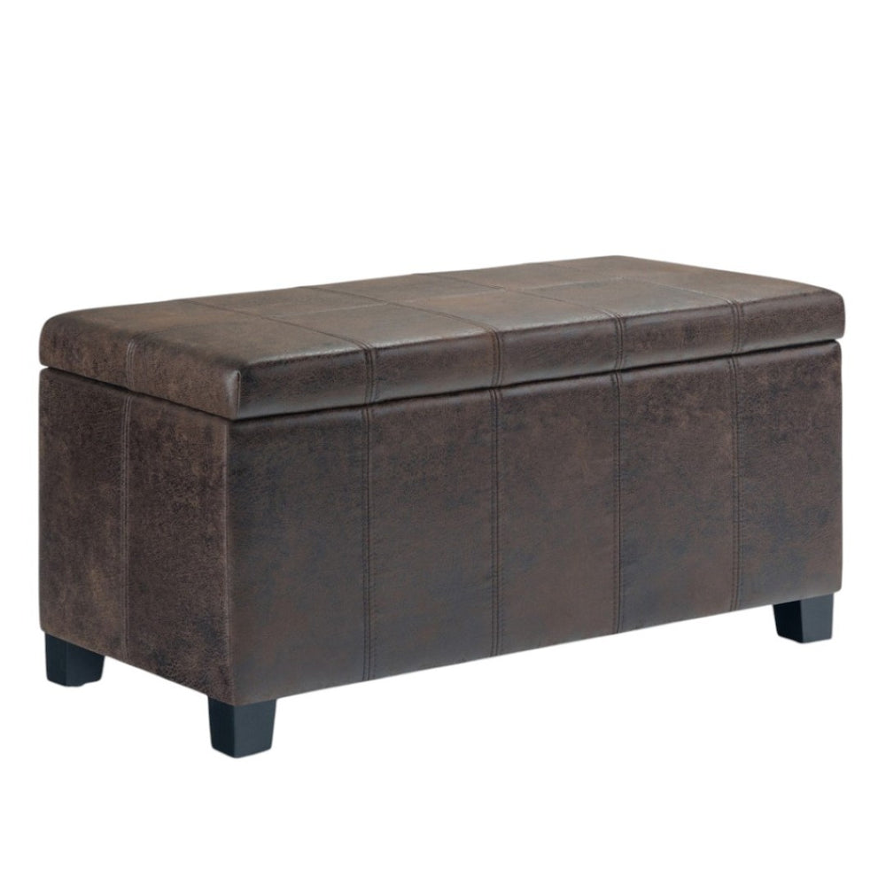 HomeRoots 36" Versatile Dark Brown Upholstered Storage Ottoman - Stylish Seating, Hidden Storage & Modern Design 640133