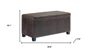 HomeRoots 36" Versatile Dark Brown Upholstered Storage Ottoman - Stylish Seating, Hidden Storage & Modern Design 640133
