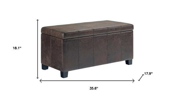 HomeRoots 36" Versatile Dark Brown Upholstered Storage Ottoman - Stylish Seating, Hidden Storage & Modern Design 640133