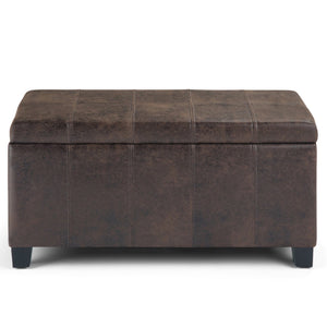HomeRoots 36" Versatile Dark Brown Upholstered Storage Ottoman - Stylish Seating, Hidden Storage & Modern Design 640133