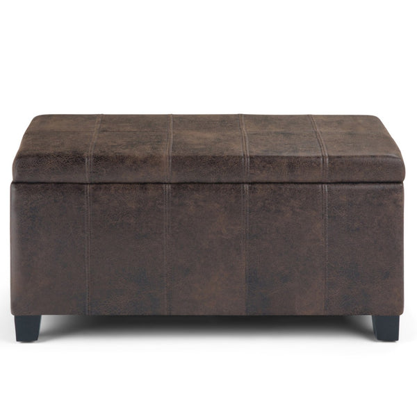 HomeRoots 36" Versatile Dark Brown Upholstered Storage Ottoman - Stylish Seating, Hidden Storage & Modern Design 640133