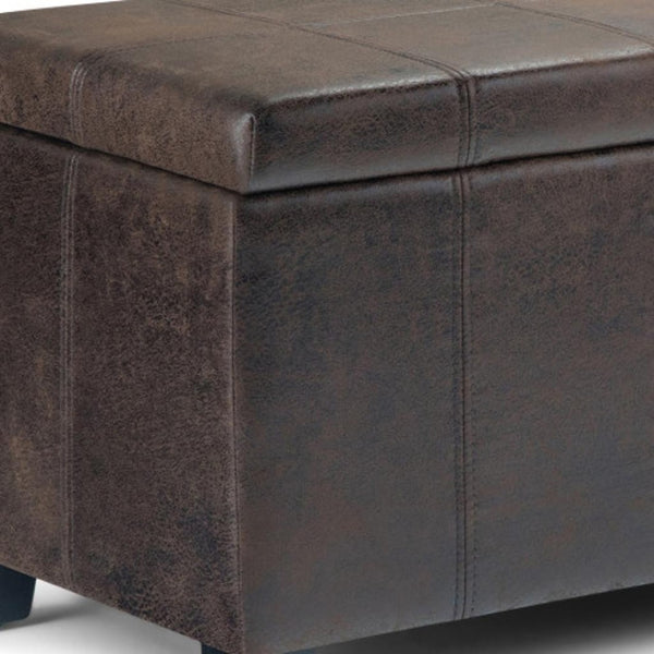HomeRoots 36" Versatile Dark Brown Upholstered Storage Ottoman - Stylish Seating, Hidden Storage & Modern Design 640133