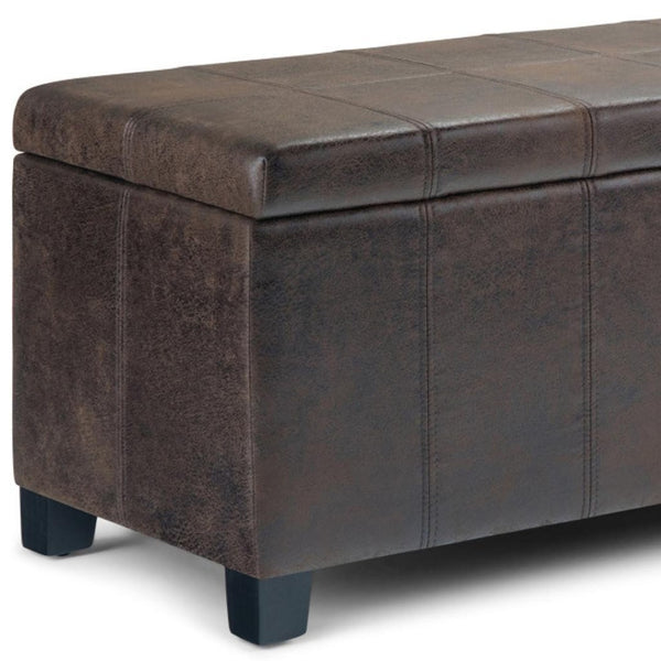 HomeRoots 36" Versatile Dark Brown Upholstered Storage Ottoman - Stylish Seating, Hidden Storage & Modern Design 640133