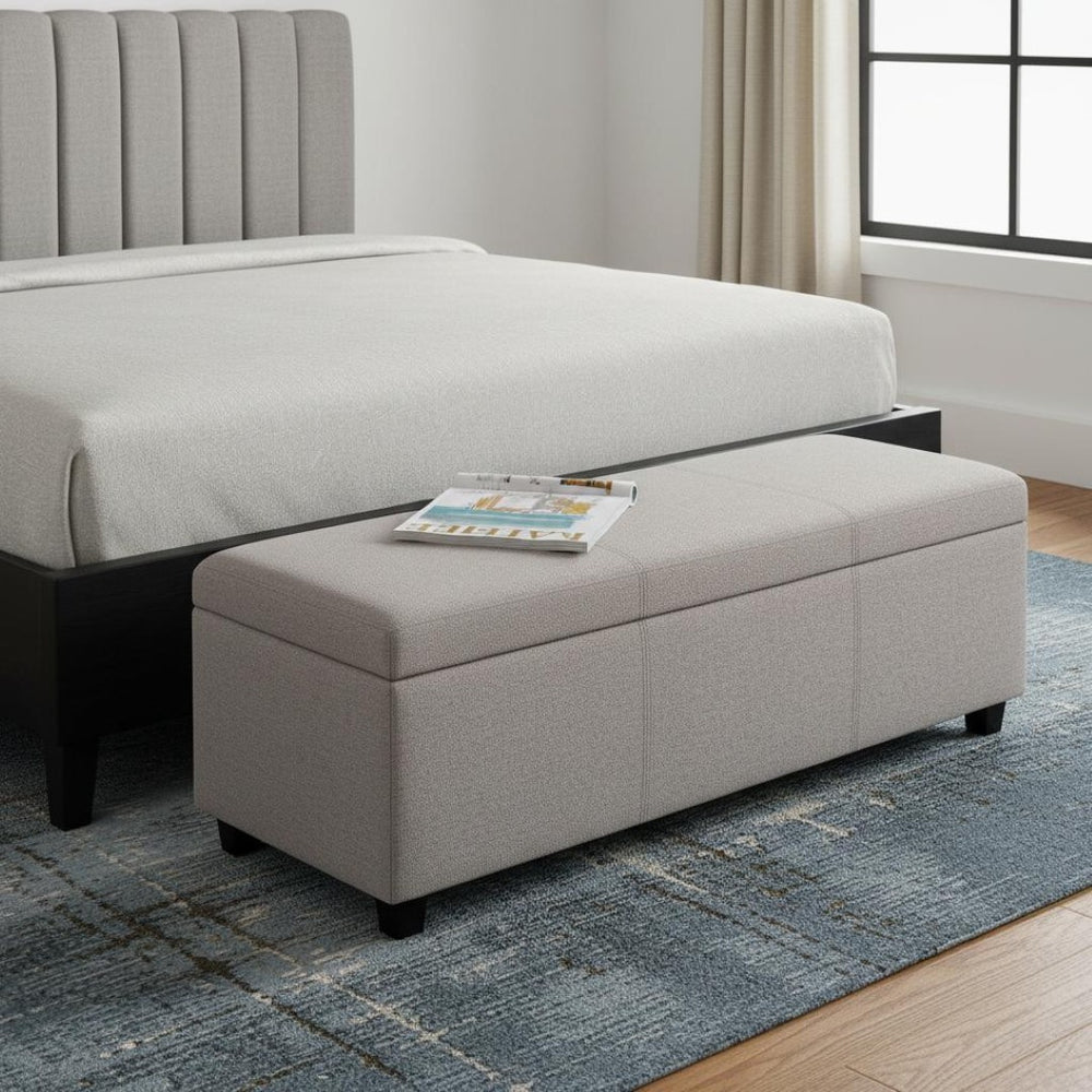 HomeRoots 48" Stylish Dark Brown Storage Ottoman with Cloud Upholstery – Versatile Seating & Hidden Storage! 640134