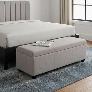 HomeRoots 48" Stylish Dark Brown Storage Ottoman with Cloud Upholstery – Versatile Seating & Hidden Storage! 640134