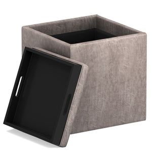 HomeRoots 17" Gray Upholstery Storage Ottoman - Stylish, Multi-Functional Seating & Hidden Storage for Modern Spaces 640135