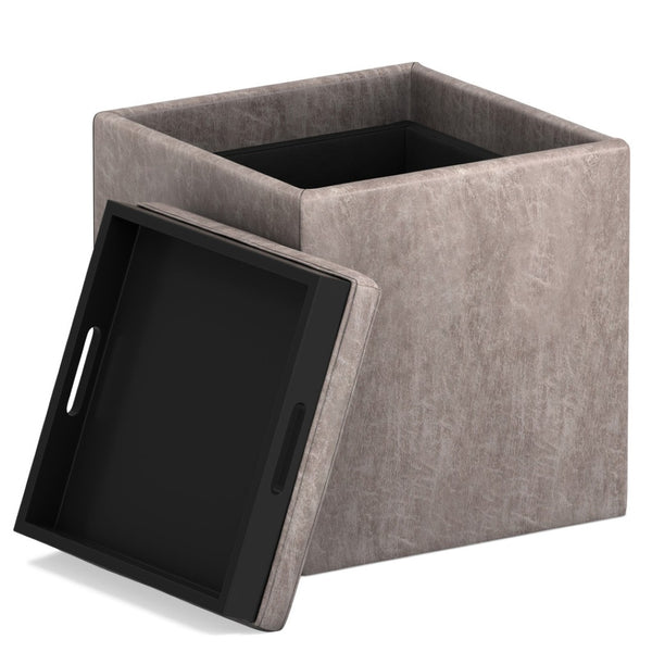 HomeRoots 17" Gray Upholstery Storage Ottoman - Stylish, Multi-Functional Seating & Hidden Storage for Modern Spaces 640135