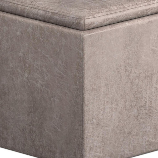 HomeRoots 17" Gray Upholstery Storage Ottoman - Stylish, Multi-Functional Seating & Hidden Storage for Modern Spaces 640135