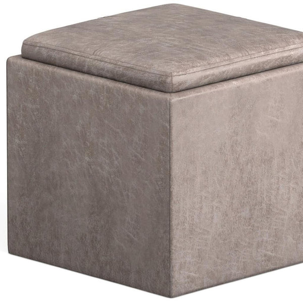 HomeRoots 17" Gray Upholstery Storage Ottoman - Stylish, Multi-Functional Seating & Hidden Storage for Modern Spaces 640135
