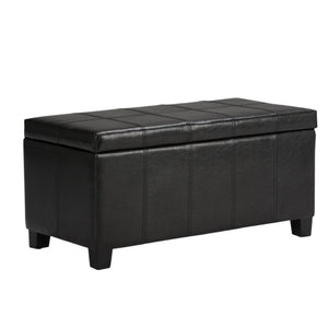 HomeRoots 36" Stylish Dark Brown & Black Upholstery Storage Ottoman: Versatile Seating, Footrest & Organizer 640136
