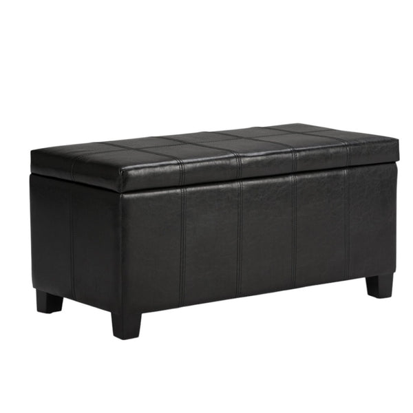 HomeRoots 36" Stylish Dark Brown & Black Upholstery Storage Ottoman: Versatile Seating, Footrest & Organizer 640136