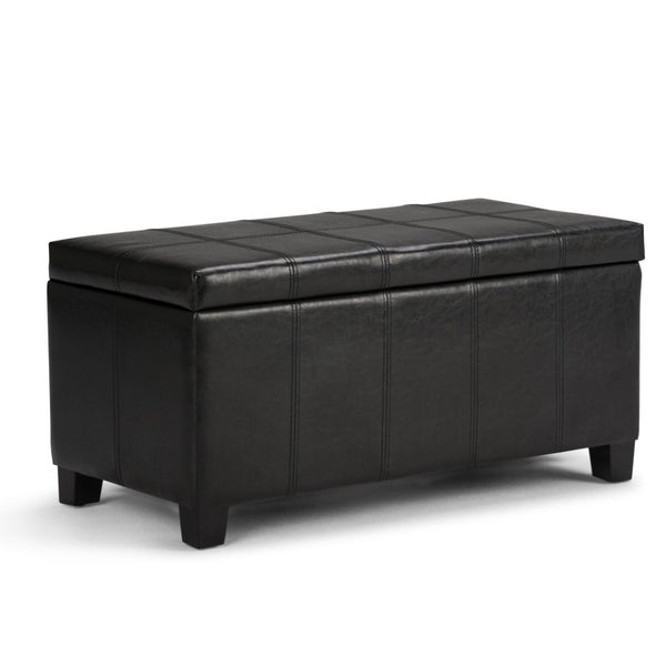 HomeRoots 36" Stylish Dark Brown & Black Upholstery Storage Ottoman: Versatile Seating, Footrest & Organizer 640136