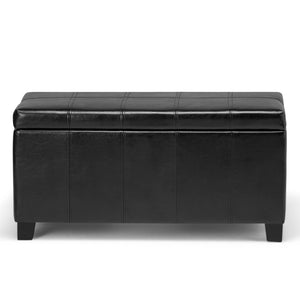 HomeRoots 36" Stylish Dark Brown & Black Upholstery Storage Ottoman: Versatile Seating, Footrest & Organizer 640136