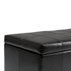 HomeRoots 36" Stylish Dark Brown & Black Upholstery Storage Ottoman: Versatile Seating, Footrest & Organizer 640136