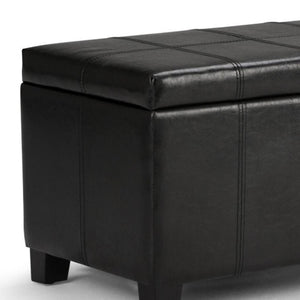 HomeRoots 36" Stylish Dark Brown & Black Upholstery Storage Ottoman: Versatile Seating, Footrest & Organizer 640136