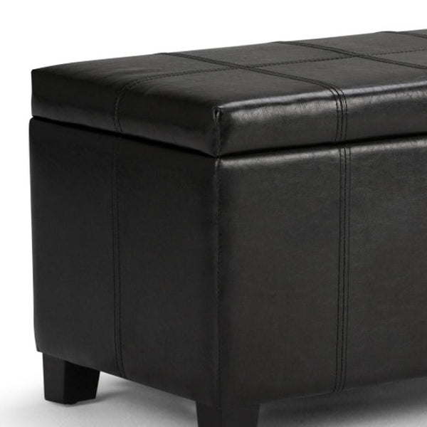 HomeRoots 36" Stylish Dark Brown & Black Upholstery Storage Ottoman: Versatile Seating, Footrest & Organizer 640136