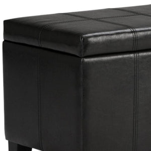 HomeRoots 36" Stylish Dark Brown & Black Upholstery Storage Ottoman: Versatile Seating, Footrest & Organizer 640136