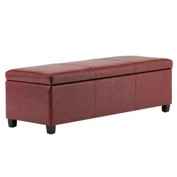 HomeRoots 48" Stylish Dark Brown and Red Upholstered Storage Ottoman – Versatile Seating & Hidden Storage Solution 640137