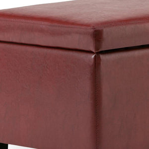 HomeRoots 48" Stylish Dark Brown and Red Upholstered Storage Ottoman – Versatile Seating & Hidden Storage Solution 640137