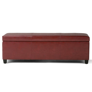 HomeRoots 48" Stylish Dark Brown and Red Upholstered Storage Ottoman – Versatile Seating & Hidden Storage Solution 640137