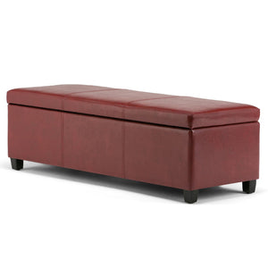 HomeRoots 48" Stylish Dark Brown and Red Upholstered Storage Ottoman – Versatile Seating & Hidden Storage Solution 640137