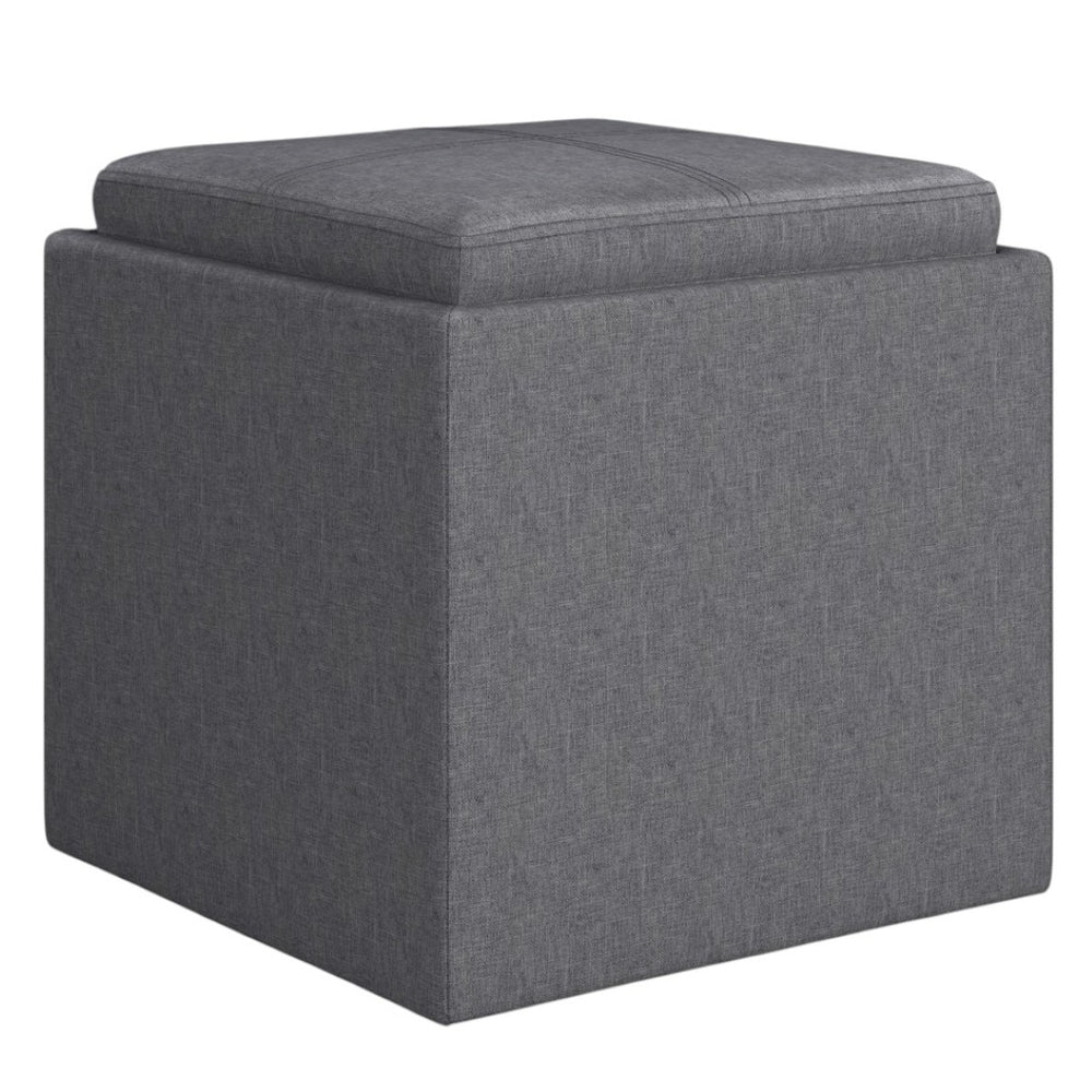 HomeRoots 17" Slate Gray Upholstered Storage Ottoman - Stylish, Compact Design for Modern Homes & Versatile Use 640138