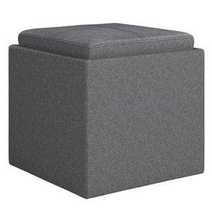 HomeRoots 17" Slate Gray Upholstered Storage Ottoman - Stylish, Compact Design for Modern Homes & Versatile Use 640138