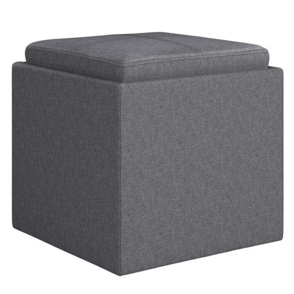 HomeRoots 17" Slate Gray Upholstered Storage Ottoman - Stylish, Compact Design for Modern Homes & Versatile Use 640138