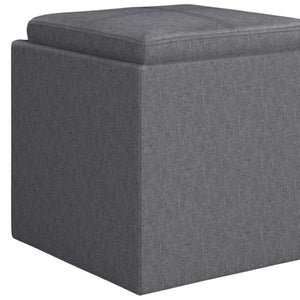 HomeRoots 17" Slate Gray Upholstered Storage Ottoman - Stylish, Compact Design for Modern Homes & Versatile Use 640138