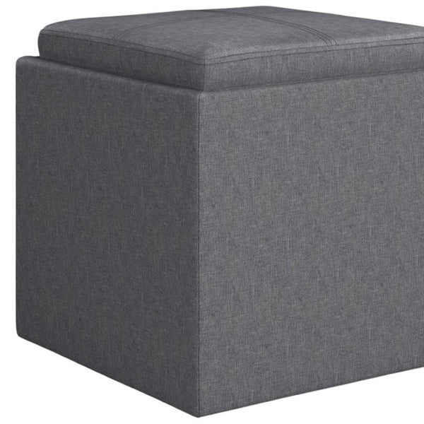 HomeRoots 17" Slate Gray Upholstered Storage Ottoman - Stylish, Compact Design for Modern Homes & Versatile Use 640138