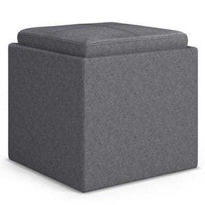 HomeRoots 17" Slate Gray Upholstered Storage Ottoman - Stylish, Compact Design for Modern Homes & Versatile Use 640138