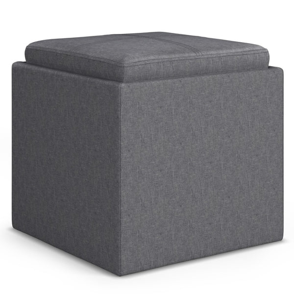 HomeRoots 17" Slate Gray Upholstered Storage Ottoman - Stylish, Compact Design for Modern Homes & Versatile Use 640138