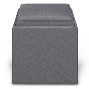 HomeRoots 17" Slate Gray Upholstered Storage Ottoman - Stylish, Compact Design for Modern Homes & Versatile Use 640138