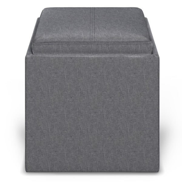 HomeRoots 17" Slate Gray Upholstered Storage Ottoman - Stylish, Compact Design for Modern Homes & Versatile Use 640138
