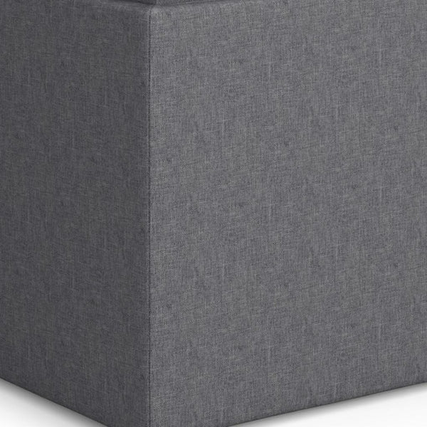 HomeRoots 17" Slate Gray Upholstered Storage Ottoman - Stylish, Compact Design for Modern Homes & Versatile Use 640138