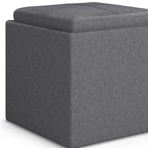 HomeRoots 17" Slate Gray Upholstered Storage Ottoman - Stylish, Compact Design for Modern Homes & Versatile Use 640138